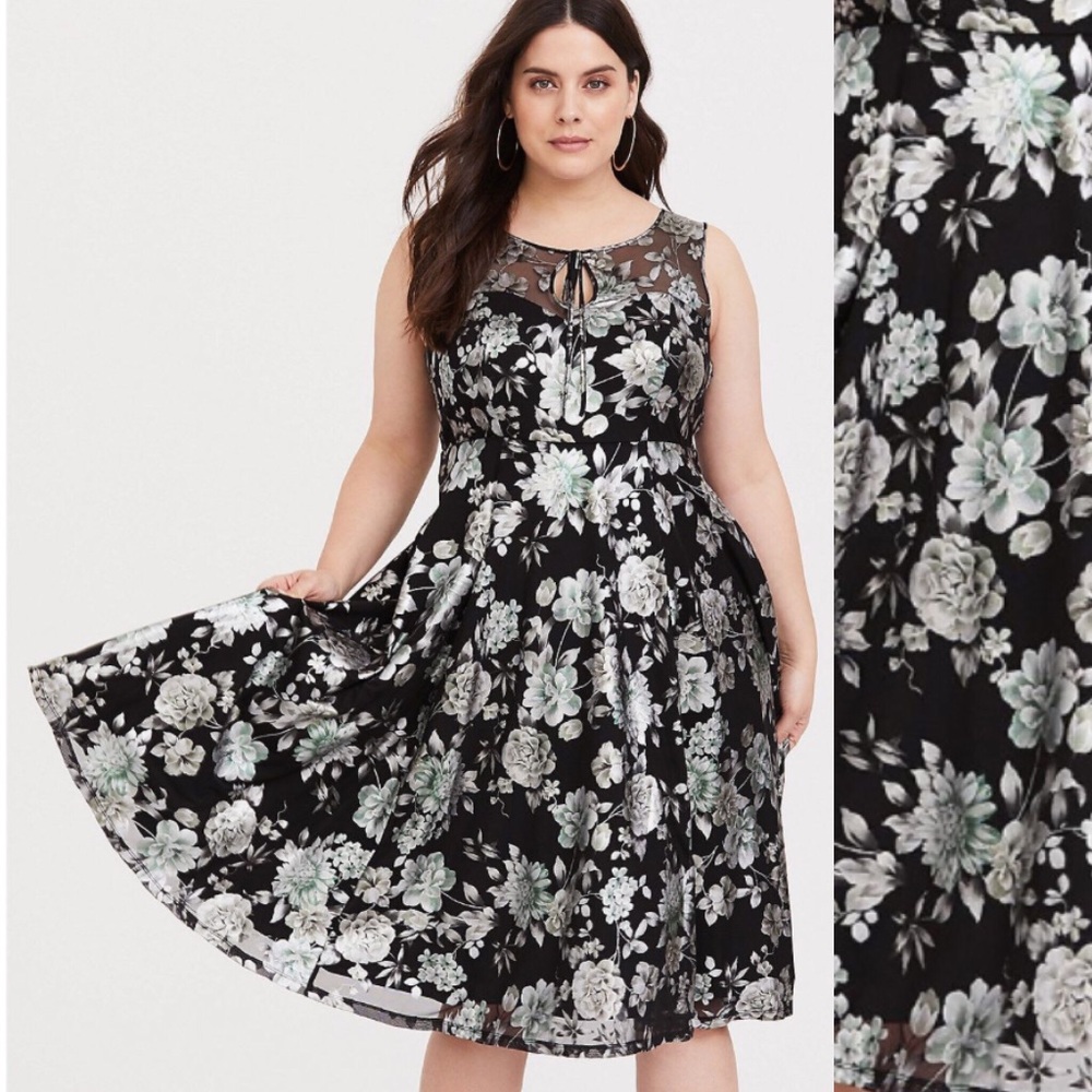 Torrid Retro NYE Metallic Floral Dress